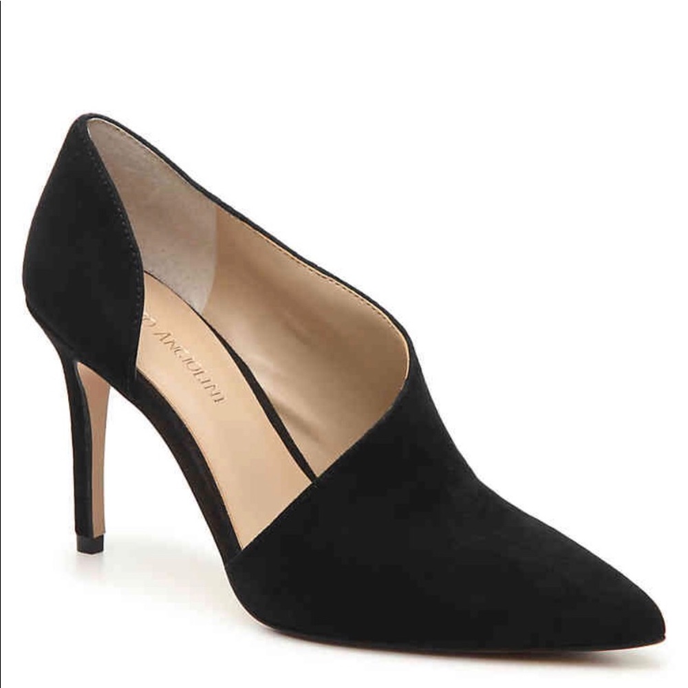Asymmetrical Suede Pump